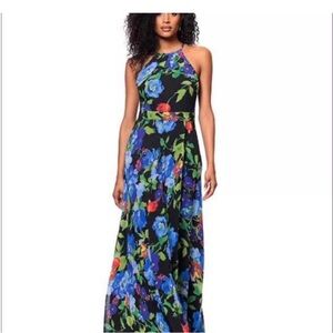 Floral Maxi Dress - Black and Blue